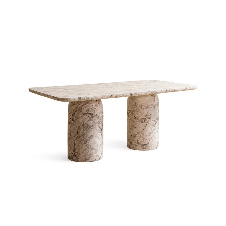6 Seater Concrete Dining Table – White Grey