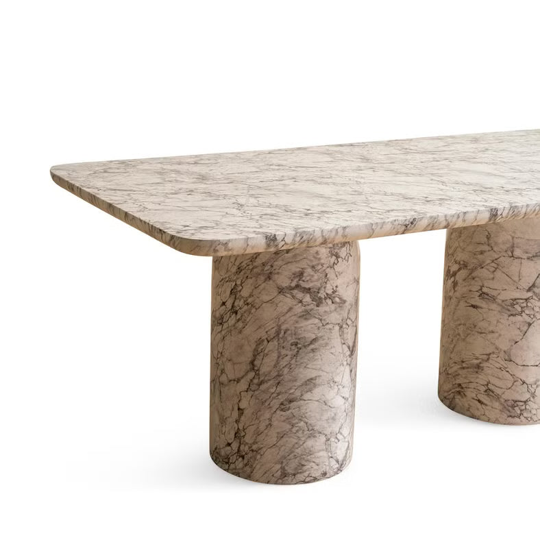 6 Seater Concrete Dining Table – White Grey