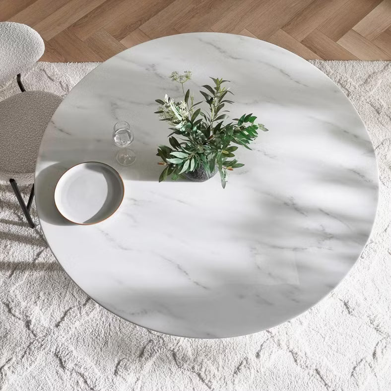 1+6 Seater Round Dining Set with Corina Chairs – White