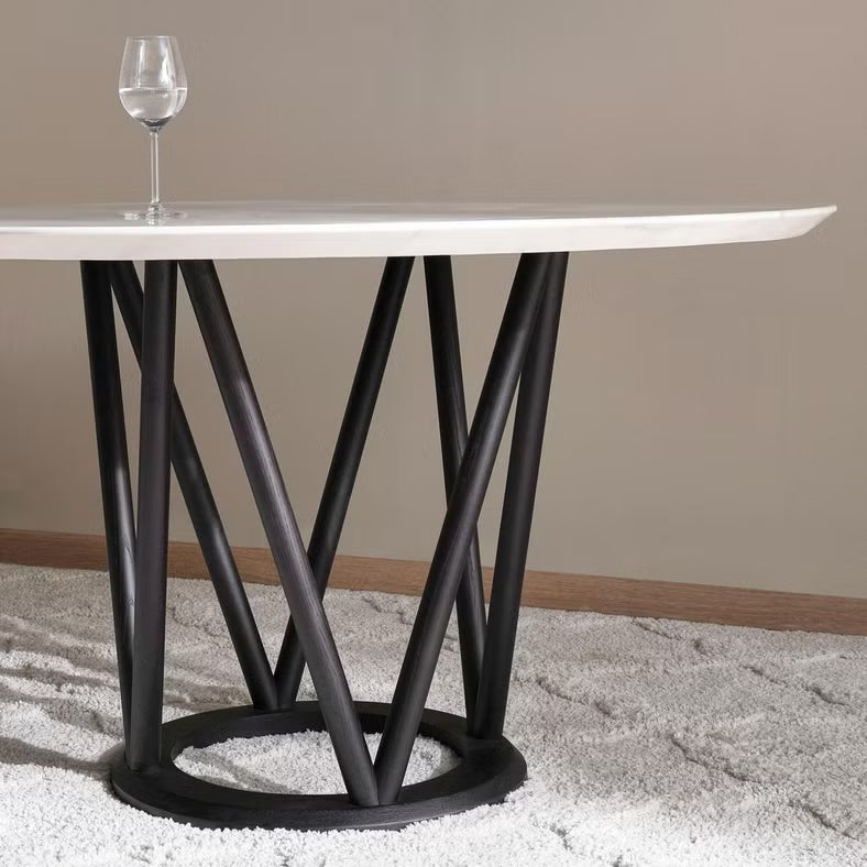 1+6 Seater Round Dining Set with Corina Chairs – White