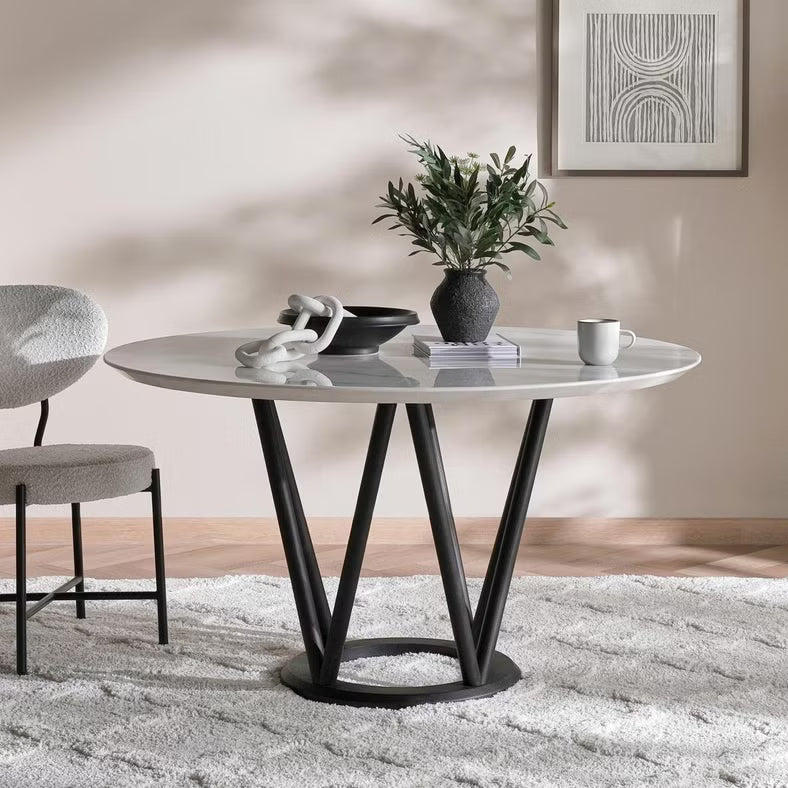 1+6 Seater Round Dining Set with Corina Chairs – White
