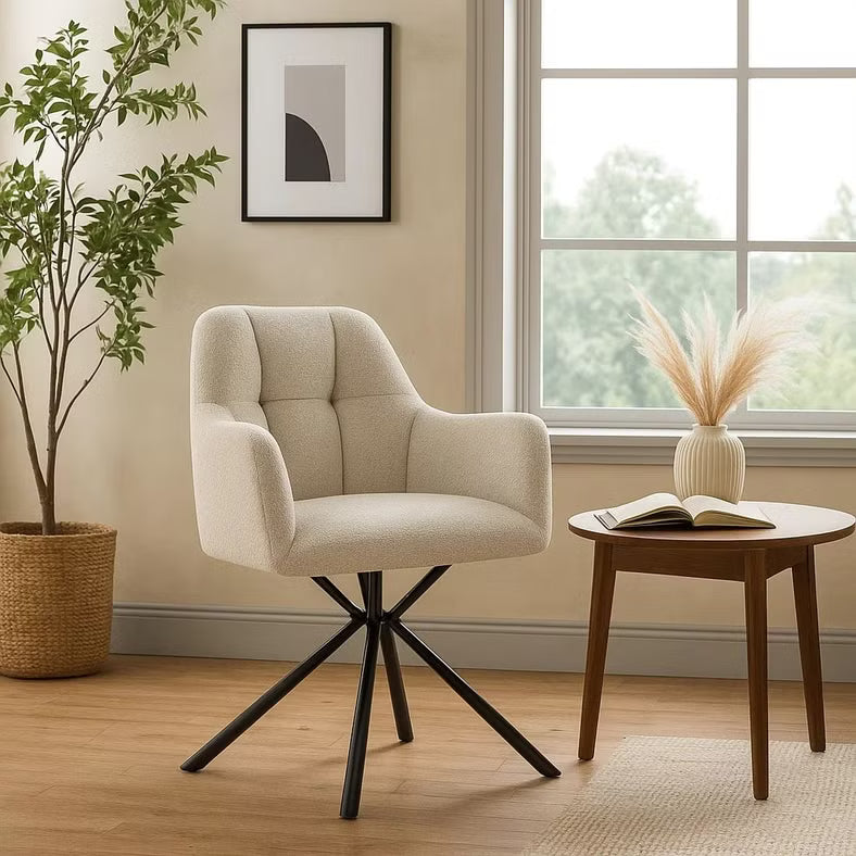1+6 Seater Round Dining Set with Corina Chairs – White