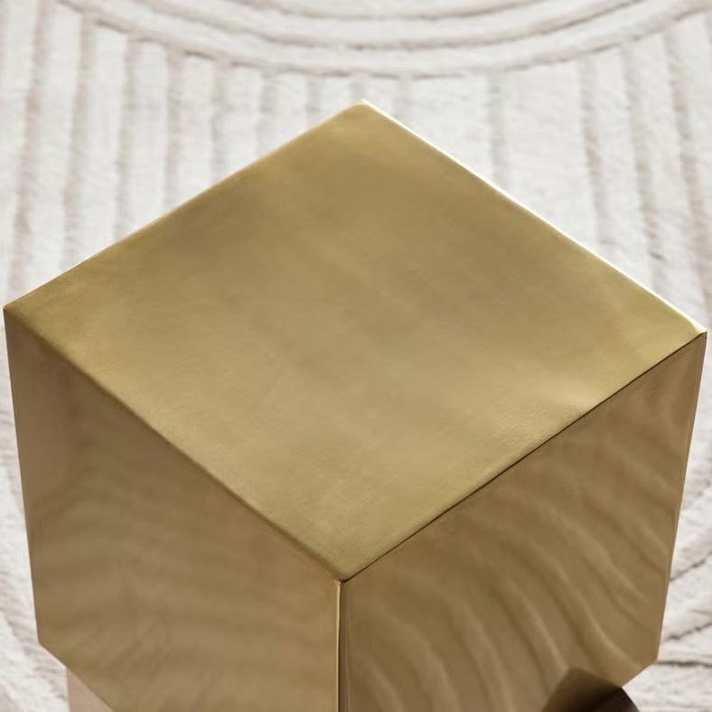Modern Metal Accent Table Square – Gold & Beige