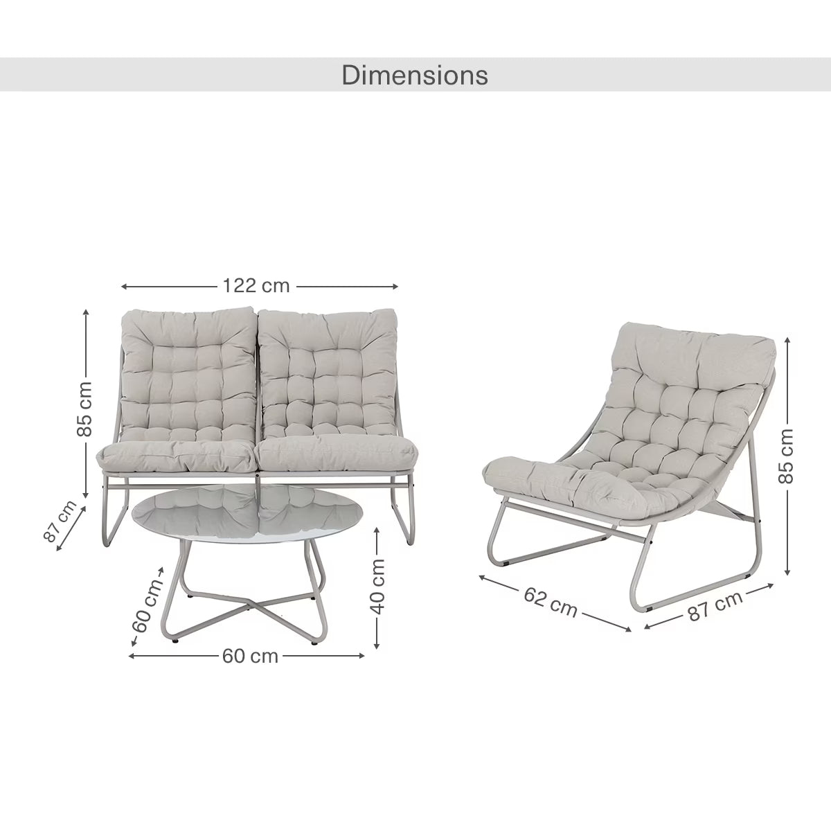 Outdoor Sofa Set (2+1+1+Coffee Table) – Cream