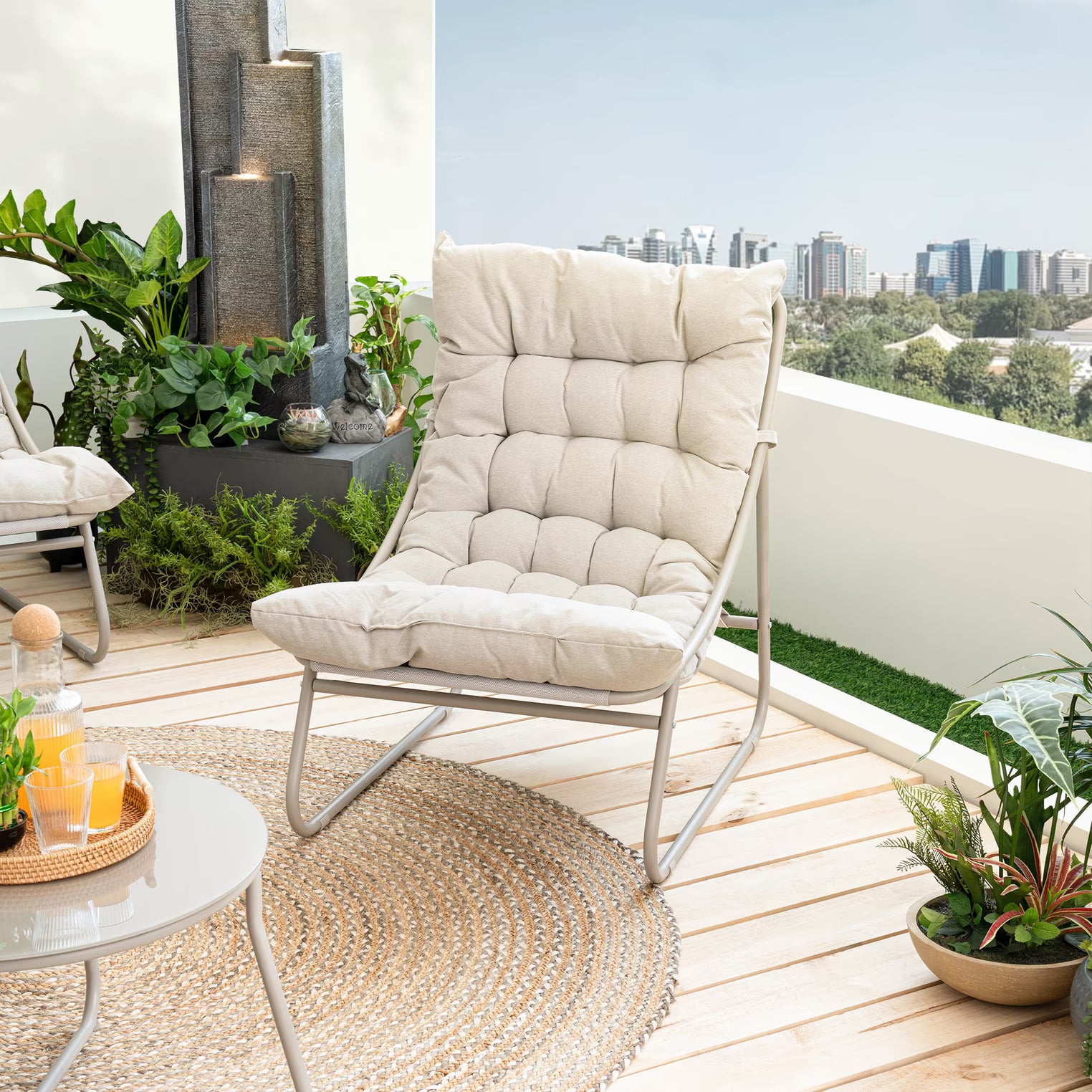 Outdoor Sofa Set (2+1+1+Coffee Table) – Cream