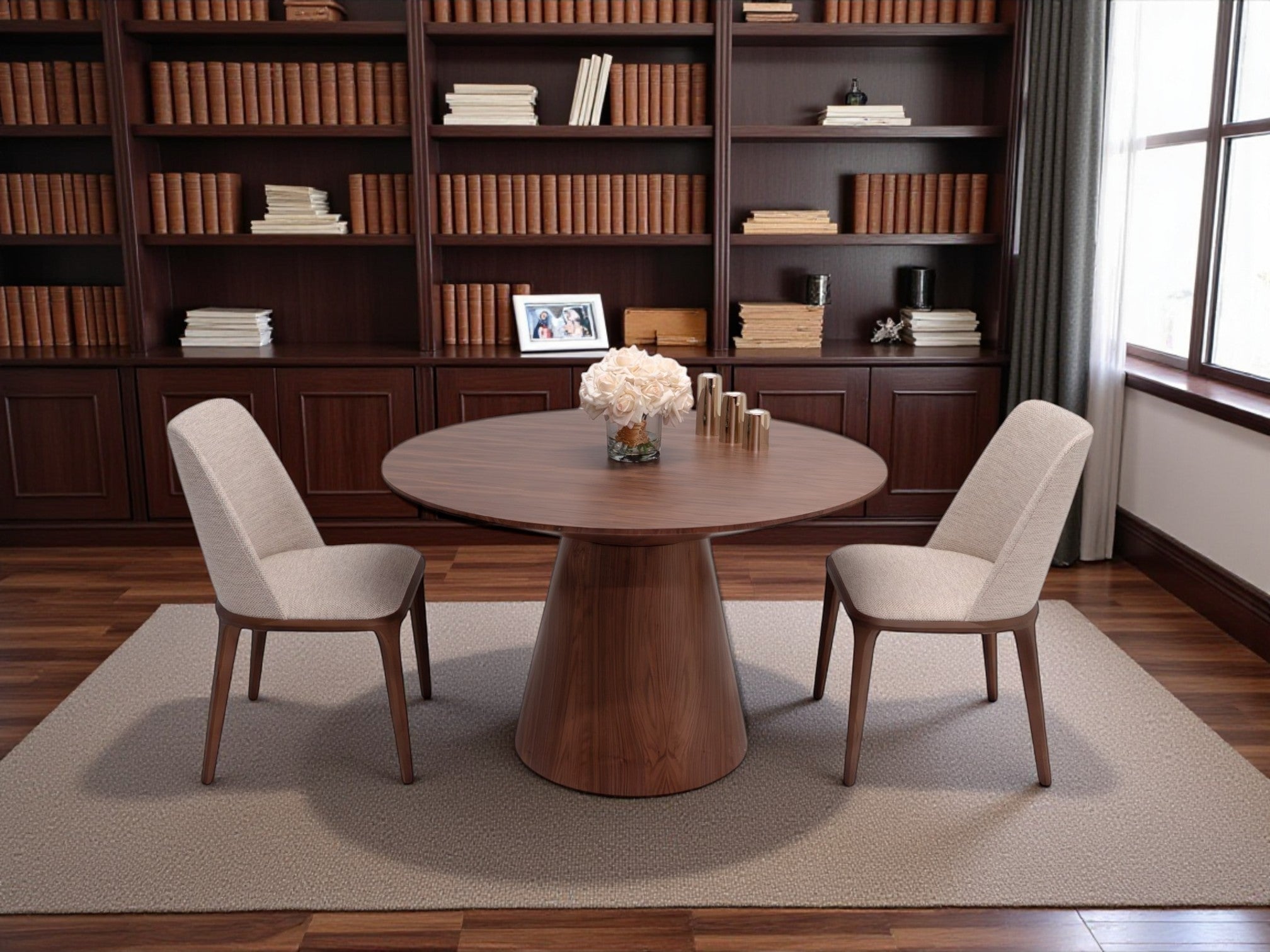 Round Dining Table – Walnut Veneer (120 cm)
