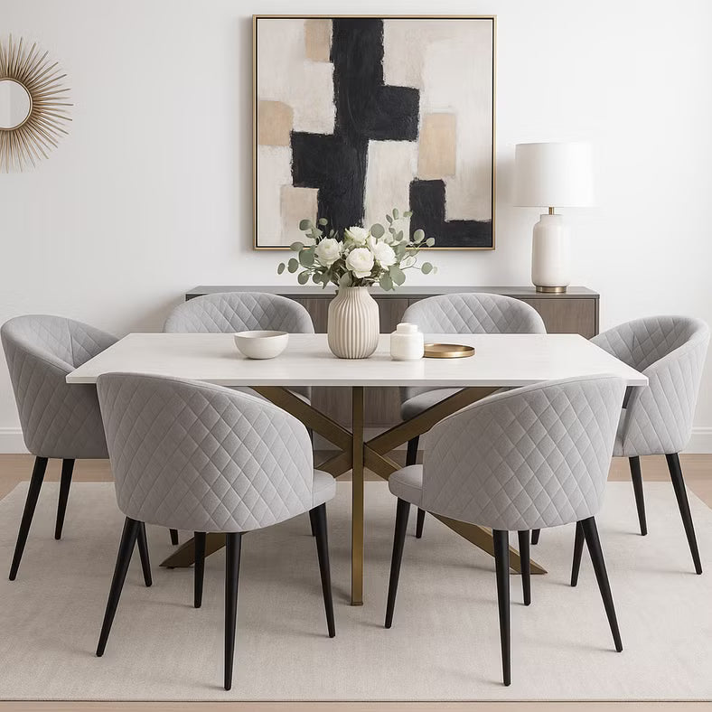 1+6 Seater Dining Set with Brera Chairs – Gold