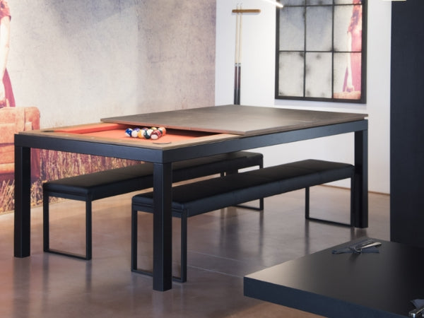 Dining Pool Table 7.5ft. with Vintage Oak Dining Top – Black & Vintage Oak Finish