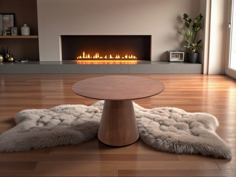 Round Dining Table – Walnut Veneer (120 cm)