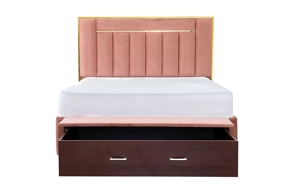 Elegant Bed With Solid Wood Frame
