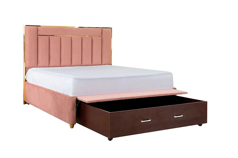 Elegant Bed With Solid Wood Frame