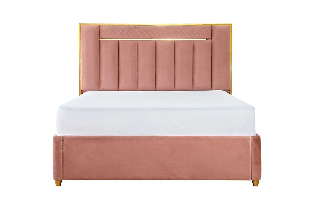Elegant Bed With Solid Wood Frame