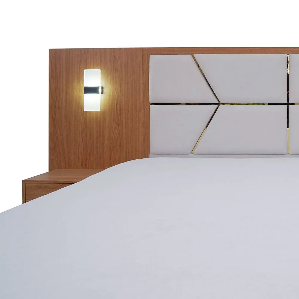 Elegant King Size Bed with Storage, Built-in lamp And Drawer