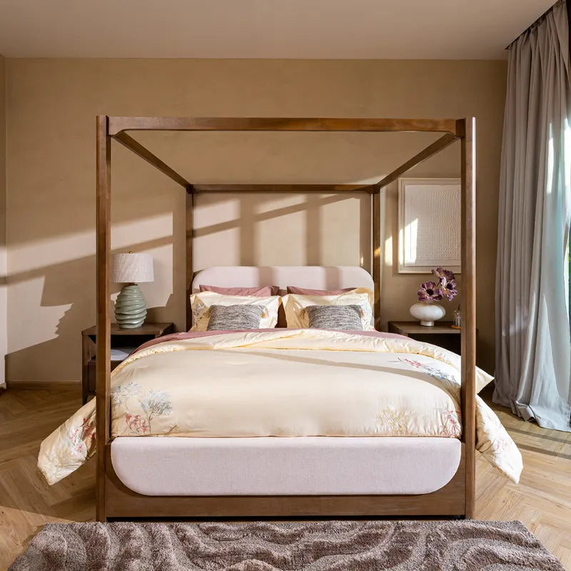 Elegant King Bed 180x200cm – Natural