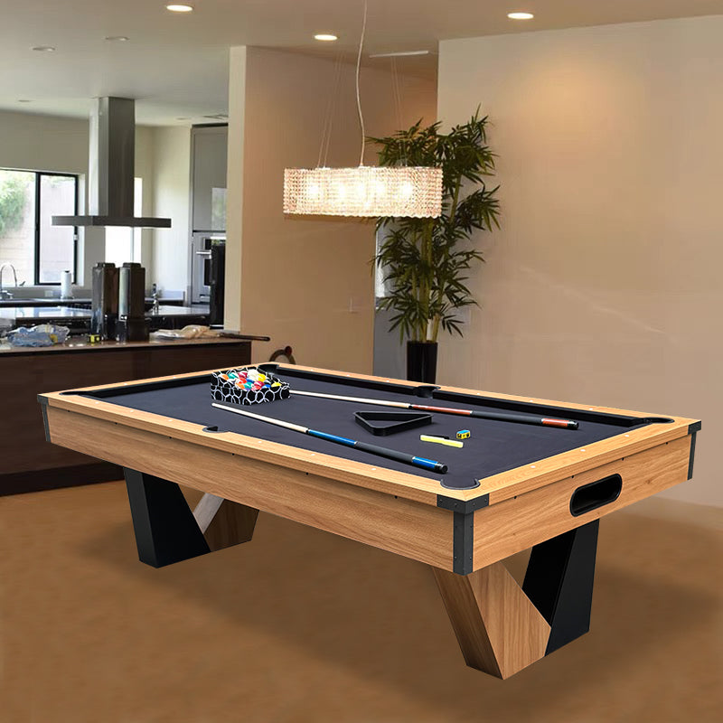 7 ft Pool Table with Wood Finish - Billiards Game Room Table for Adults & Family Billiard Table with Rustic Wood Finish