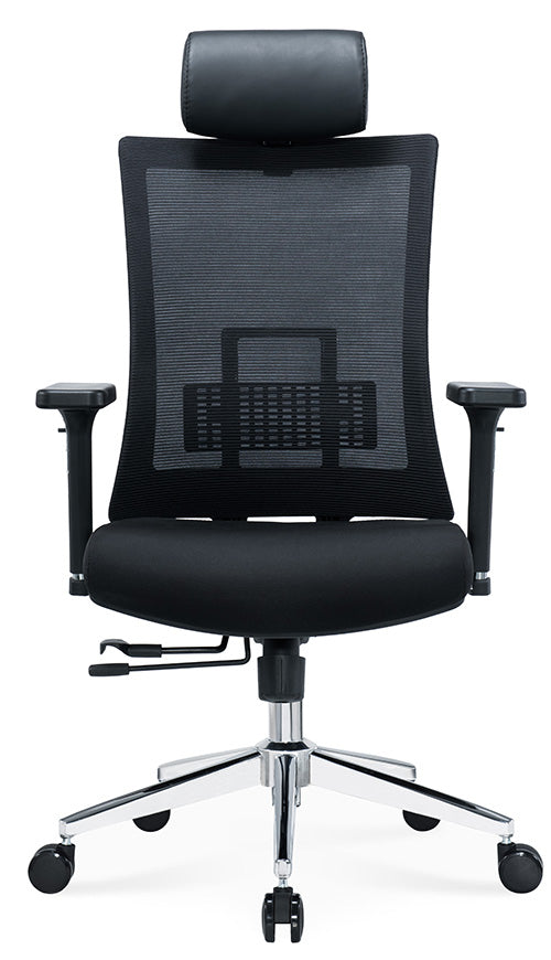 Ergonomic Office Chair – Black with Sliding Seat, Adjustable Headrest & Lumbar Support