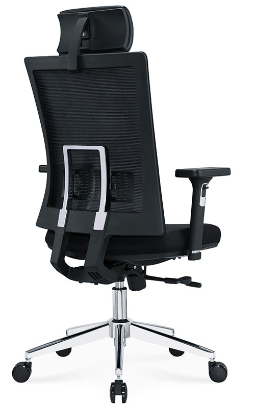 Ergonomic Office Chair – Black with Sliding Seat, Adjustable Headrest & Lumbar Support