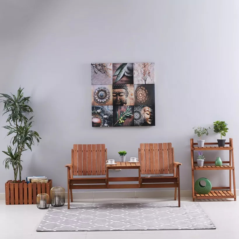 Handcrafted Outdoor 2-Seater Set – Solid Wood with Lacquered Finish