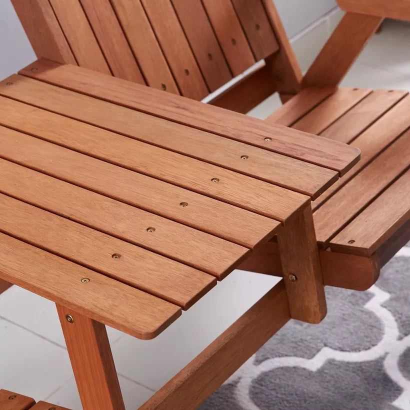 Handcrafted Outdoor 2-Seater Set – Solid Wood with Lacquered Finish