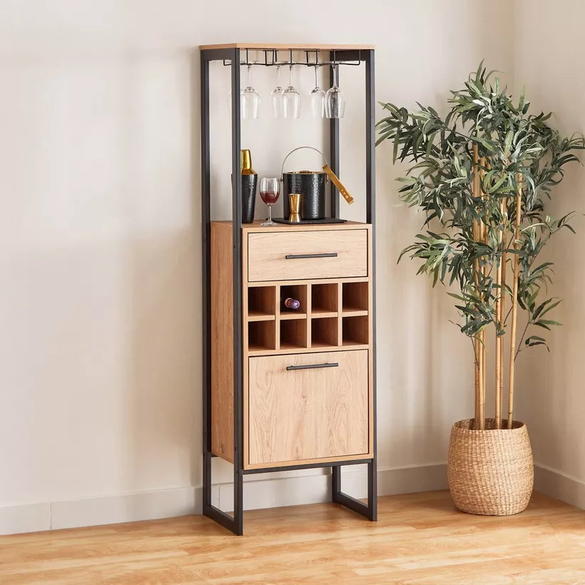 Tall Modern Bar Cabinet With 1 Drawer And 8 Shelves