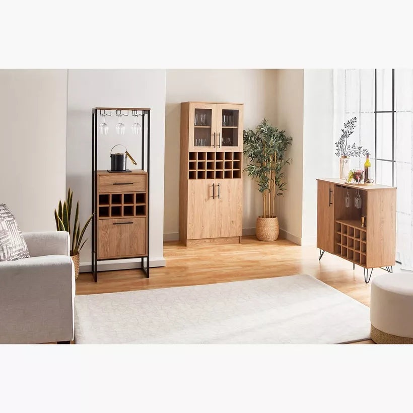 Tall Modern Bar Cabinet With 1 Drawer And 8 Shelves