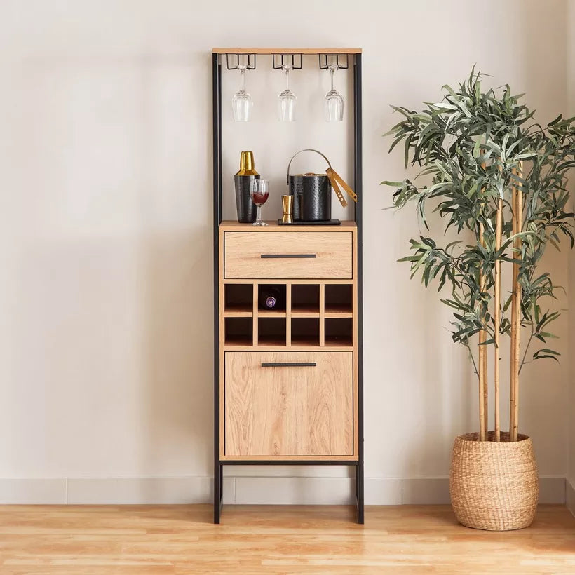 Tall Modern Bar Cabinet With 1 Drawer And 8 Shelves