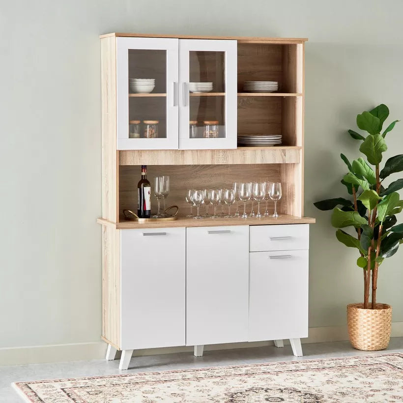 3-Door Kitchen Cabinet with Drawer and Hutch