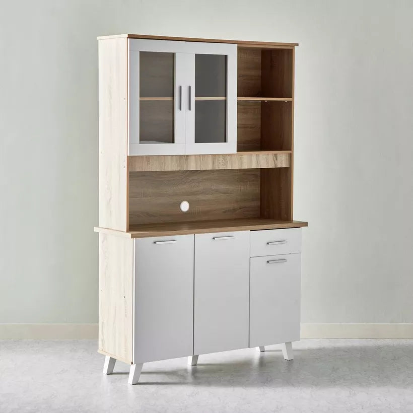 3-Door Kitchen Cabinet with Drawer and Hutch
