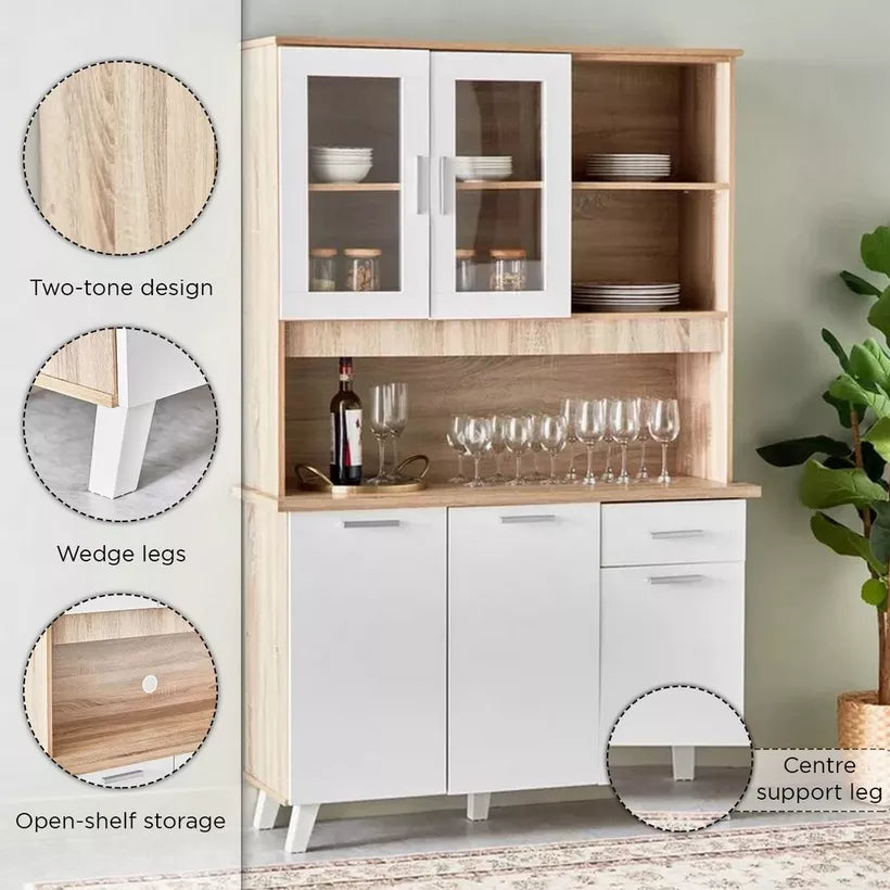 3-Door Kitchen Cabinet with Drawer and Hutch