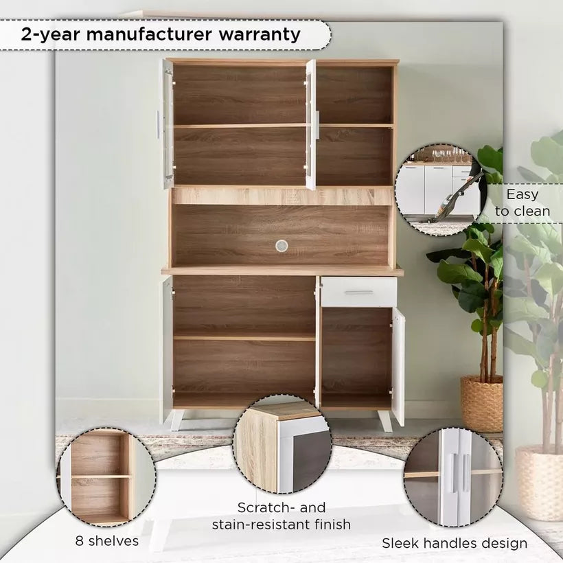 3-Door Kitchen Cabinet with Drawer and Hutch