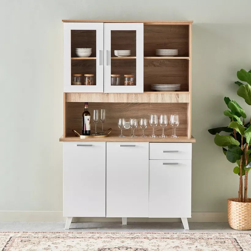 3-Door Kitchen Cabinet with Drawer and Hutch