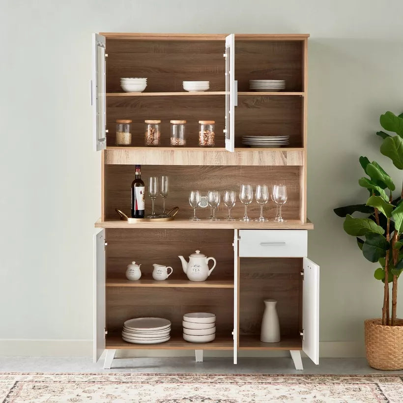3-Door Kitchen Cabinet with Drawer and Hutch