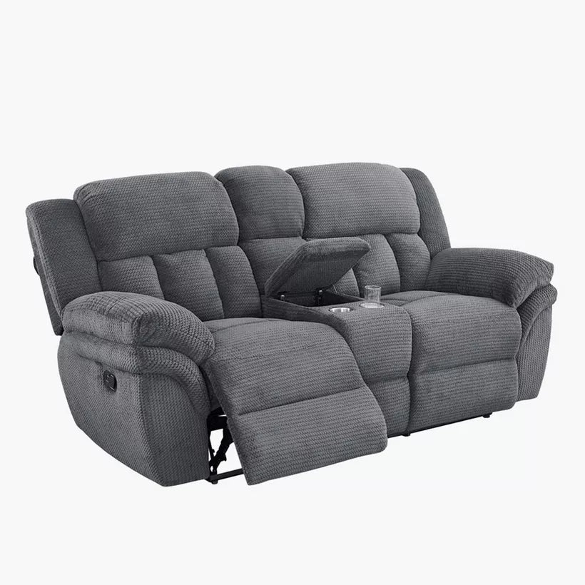 2-Seater Fabric Recliner with Console and 2 Cup Holders