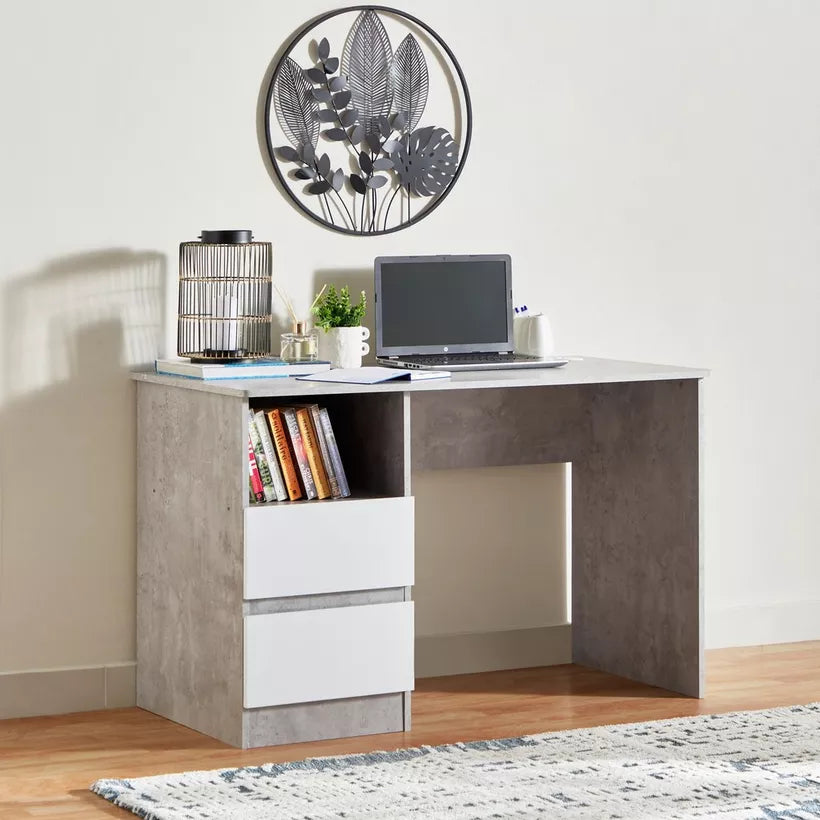 Study Desk with Drawers & Shelf