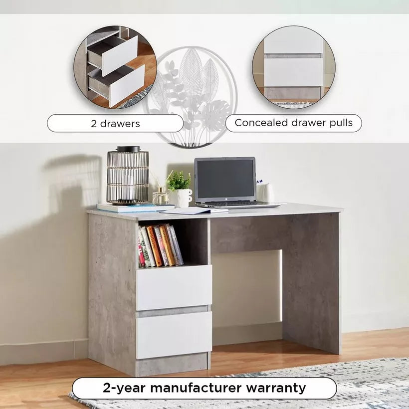 Study Desk with Drawers & Shelf