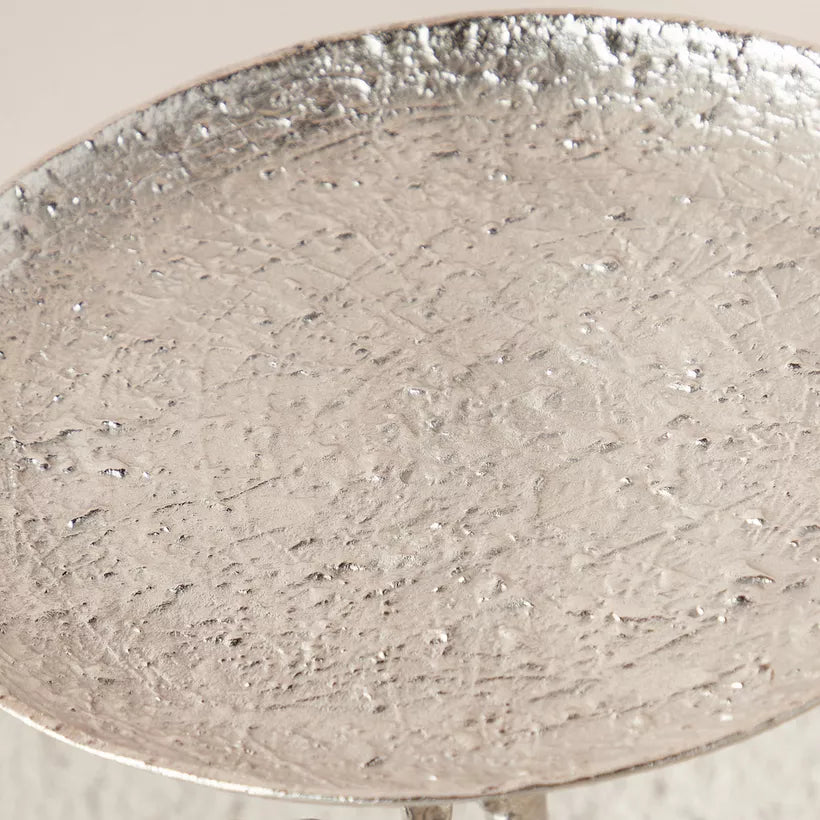 Metal Top Accent Table with Leaf Base – 34x34x55 cm