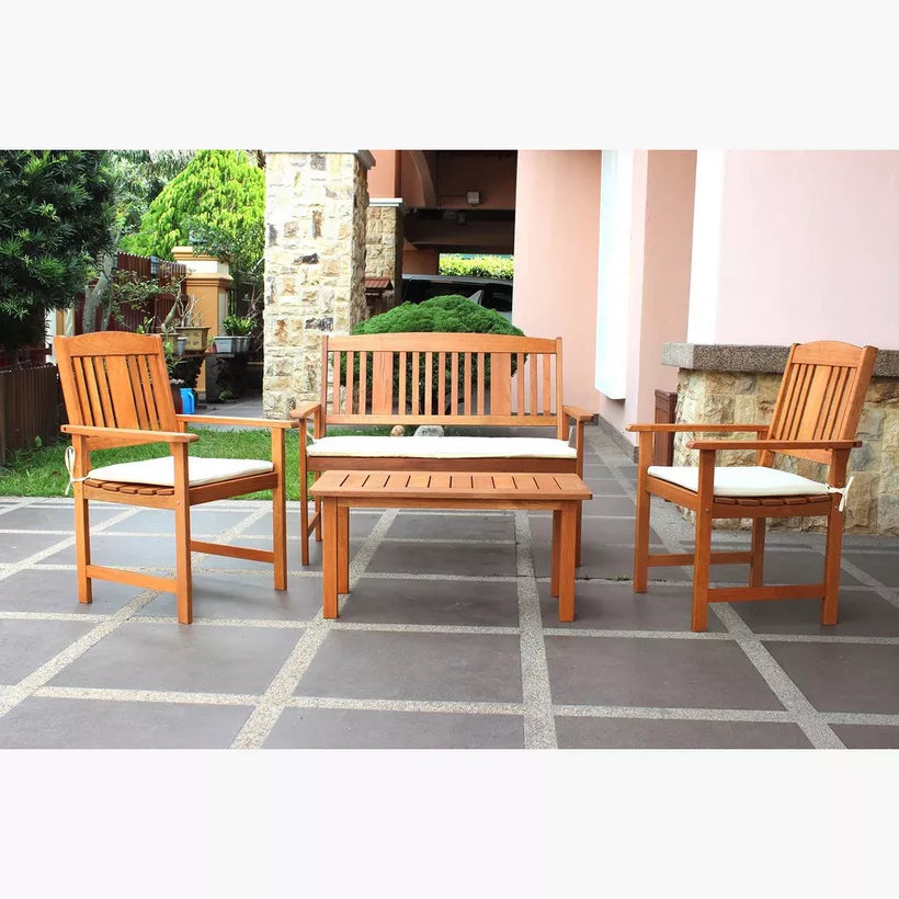 4-Piece Outdoor Sofa Set – Engineered Wood with Cushions