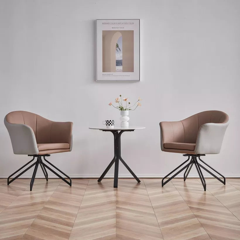 Modern 3-Piece Tea Table and Swivel Chair Set With a Glossy Finish