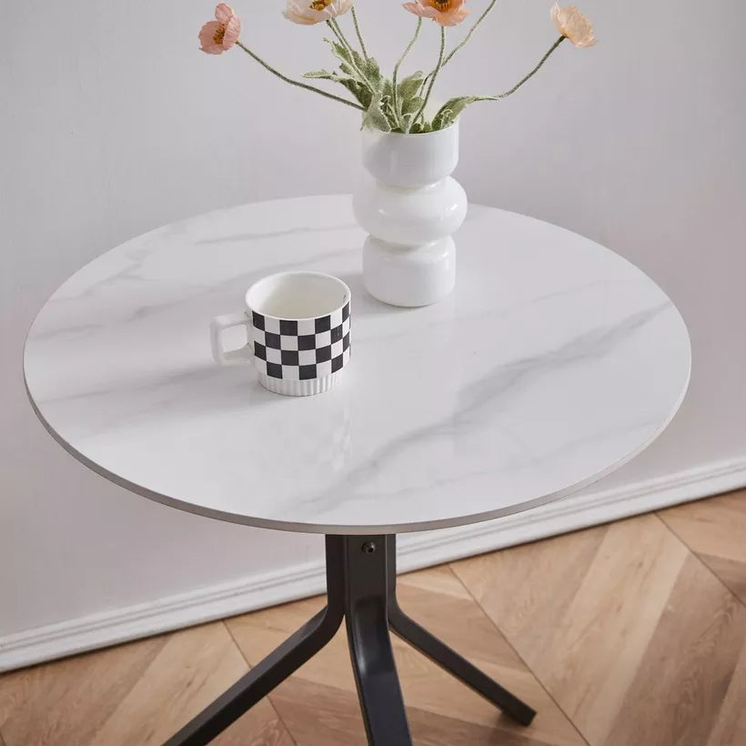 Modern 3-Piece Tea Table and Swivel Chair Set With a Glossy Finish