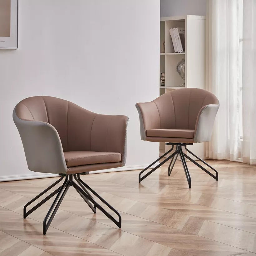 Modern 3-Piece Tea Table and Swivel Chair Set With a Glossy Finish