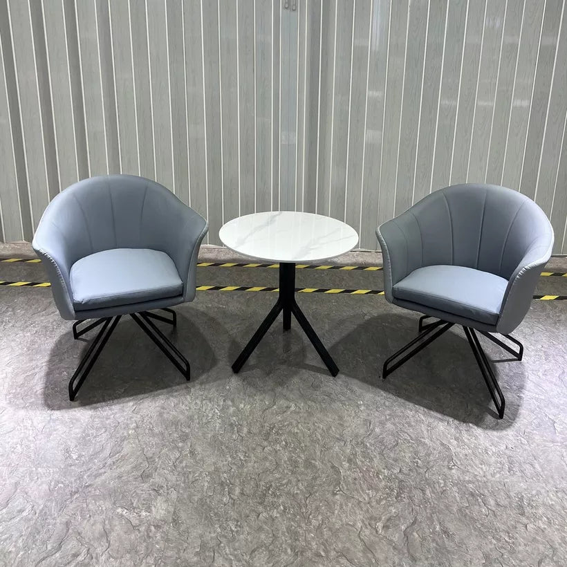 Modern 3-Piece Tea Table and Swivel Chair Set With a Glossy Finish