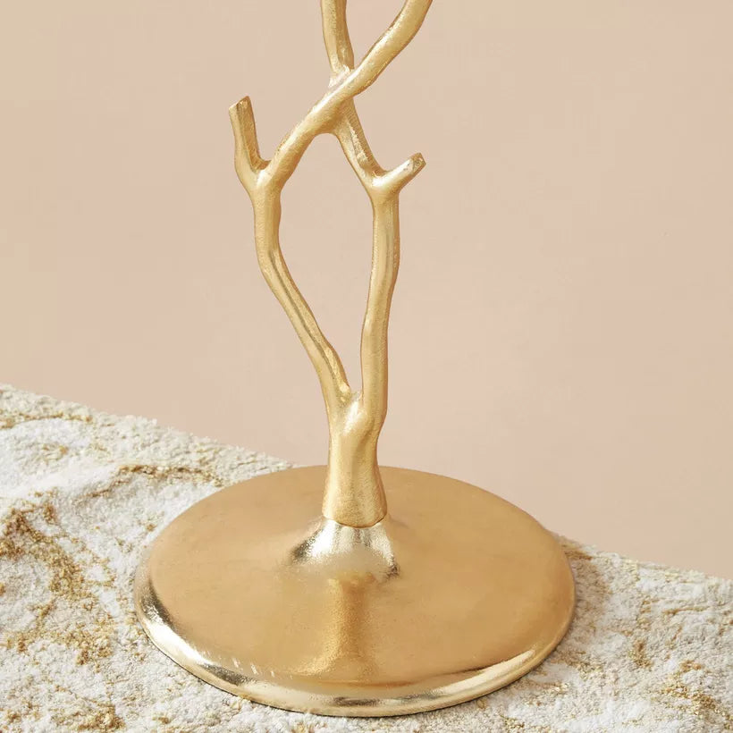 Round Metal Top Accent Table – 30×30×55 cm | Flower Design Metal Side Table for Living Room or Bedroom