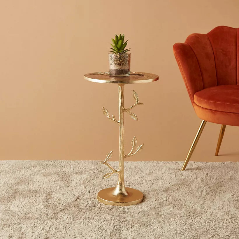 Round Metal Top Accent Table with Pedestal Base – 32x32x55 cm
