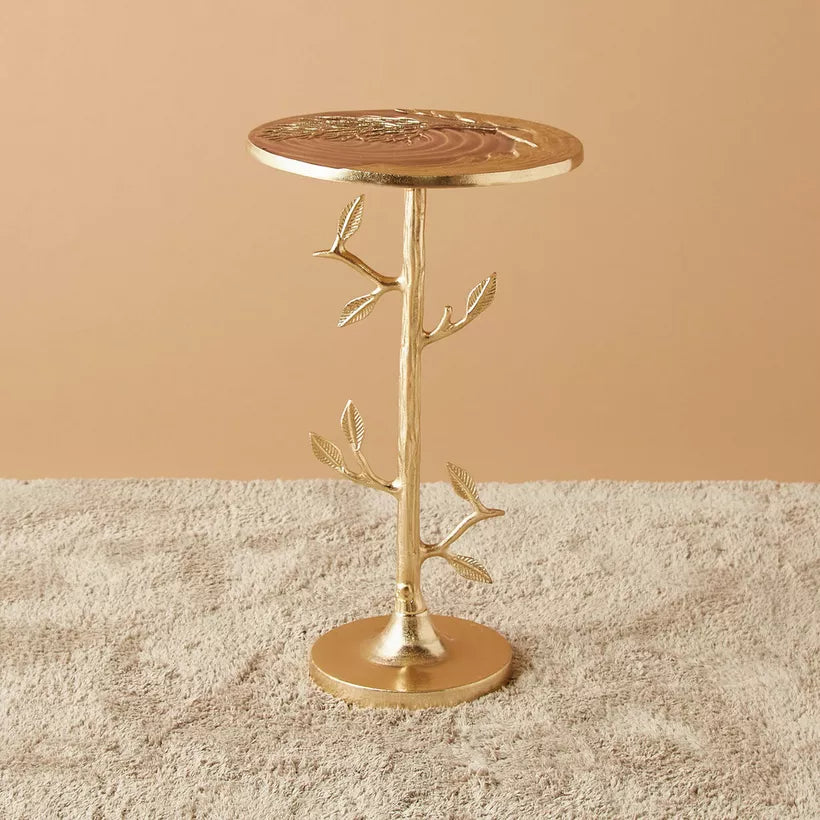 Round Metal Top Accent Table with Pedestal Base – 32x32x55 cm