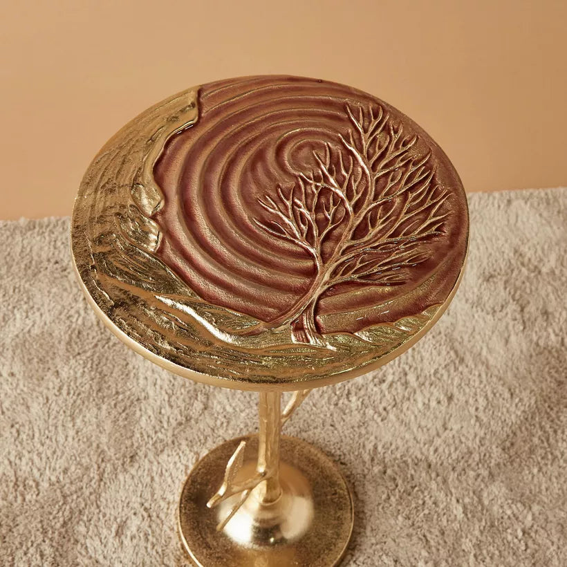 Round Metal Top Accent Table with Pedestal Base – 32x32x55 cm