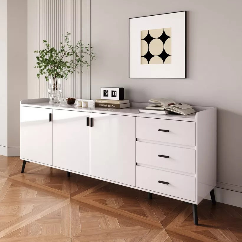 2 Meter 3-Door Sintered Stone Top Large Sideboard with 3 Drawers