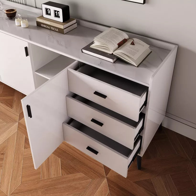 2 Meter 3-Door Sintered Stone Top Large Sideboard with 3 Drawers