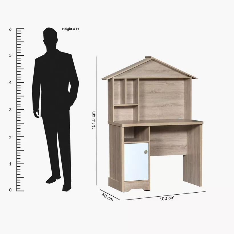 Modern Engineered Wood Study Desk with Hutch