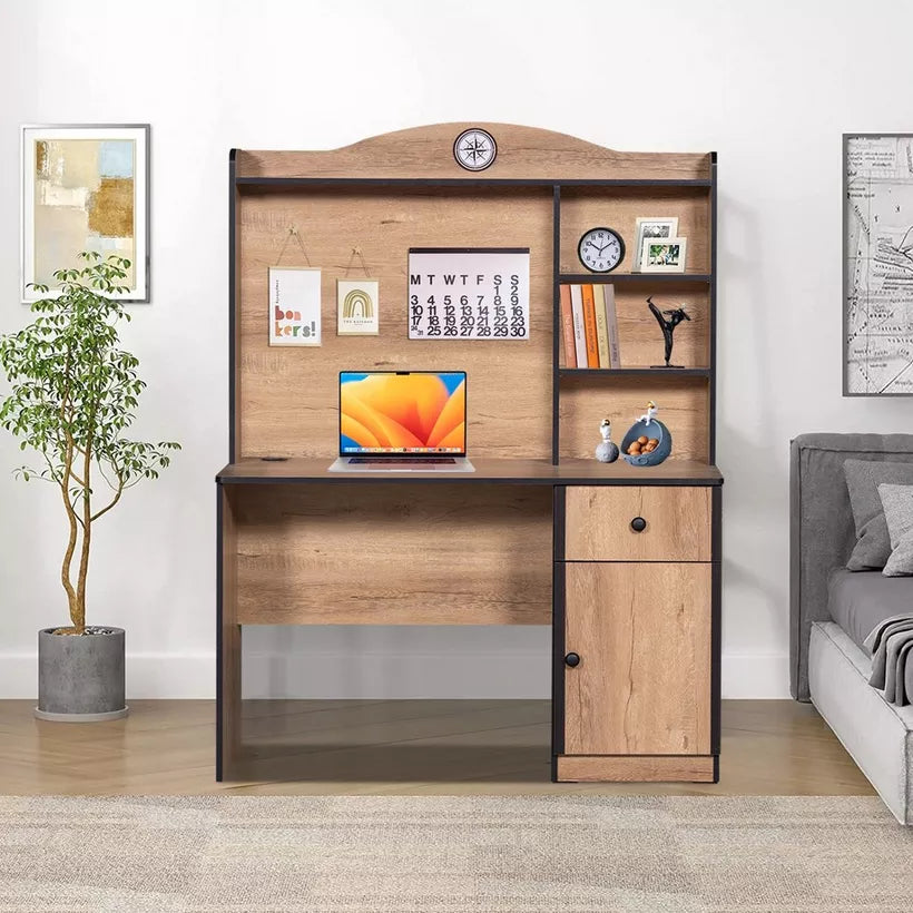 Study Desk with Hutch, Drawer & Door