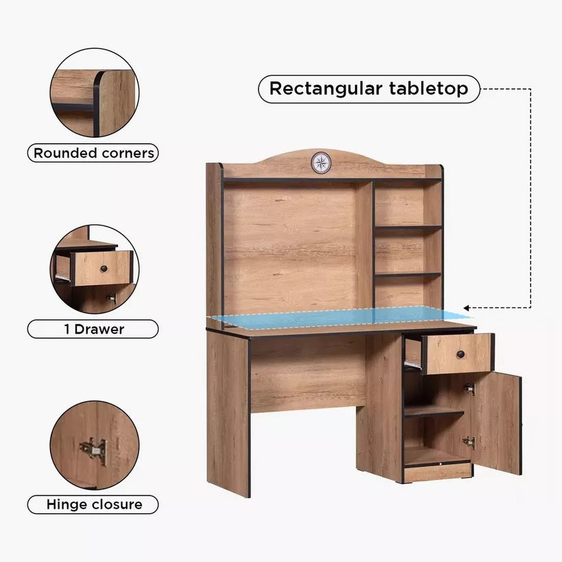 Study Desk with Hutch, Drawer & Door